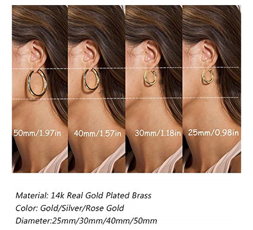 Aretes De Aro De Oro Grueso Para Mujer Con Poste De Plata