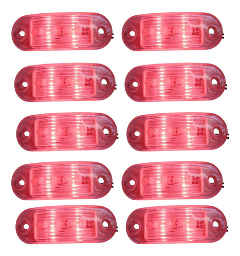 10 Mini Plafón Luz Led Rojo Super Brillante 12 Volt Tráiler
