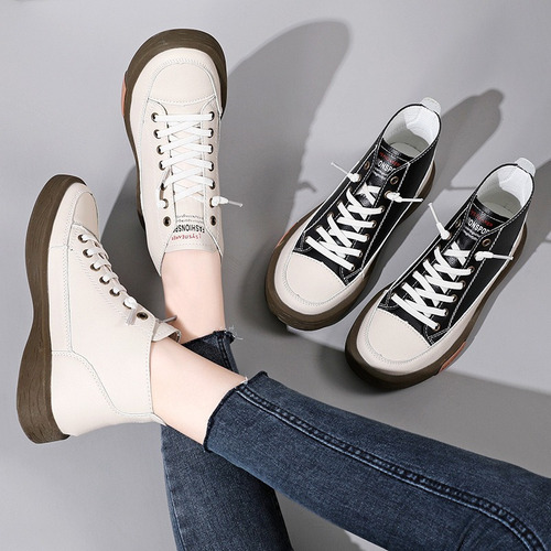 Estilo Mujer Cima Mas Alta Plano Botas Martín Botas Cortas