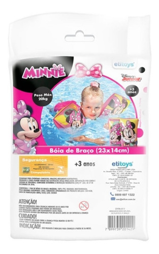 Imagem 4 de 5 de Boia De Braço Infantil Minnie 29x15 Rosa Etitoys - Dyin-011