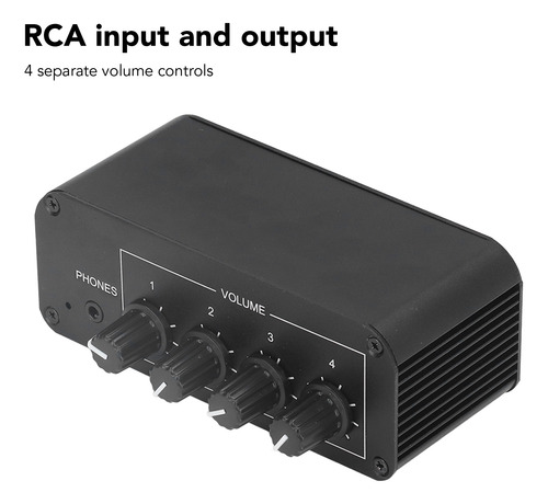Mixer De Som Estéreo De 4 Canais Rca De Entrada E Saída Mini