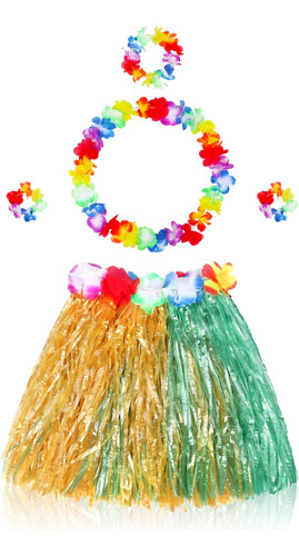 Fortunings Jds Niñas Hawaiian Hula Grass Falda Juego De Disf