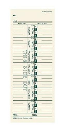 Tarjetas De Tiempo Semanal Con Impresión Verde, 500 Unidades