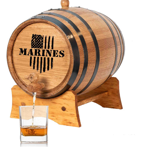 Marines Usmc - Barril De Envejecimiento De Roble Grabado De