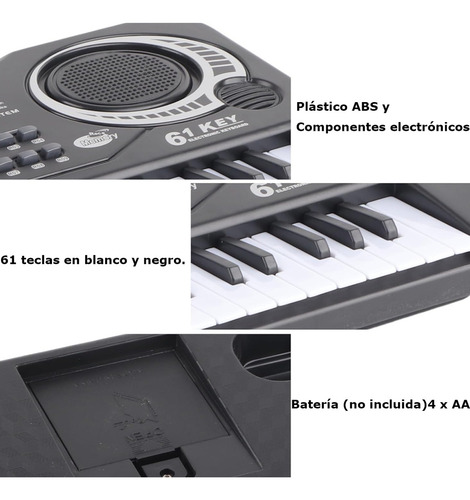 Piano De Juguete De 61teclas Para Ninos Con Microfonos