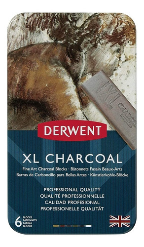 Lata Derwent Xl Charcoal X 6. Colores Intensos. Barrio Norte