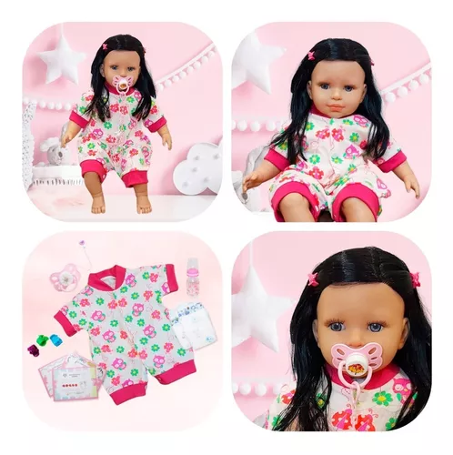 Boneca Tipo Reborn Bebê Realista+ Kit Acessórios 14 Ítens - USA