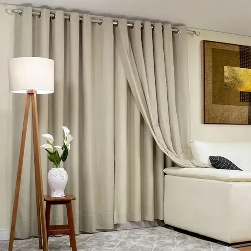 Cortina Voil Flame Linho Com Forro Blackout 10 X 2,50 Metros