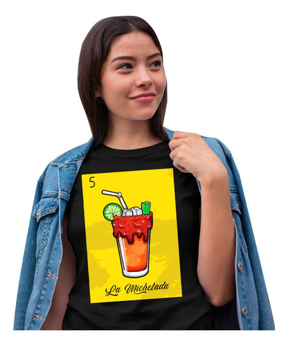 Playeras Negra Panda Dama De Cartas De Loteria La Michelada