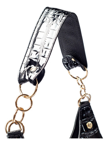 Bolsa Satchel Irma Cocodrilo Charol Negro - Angelozano