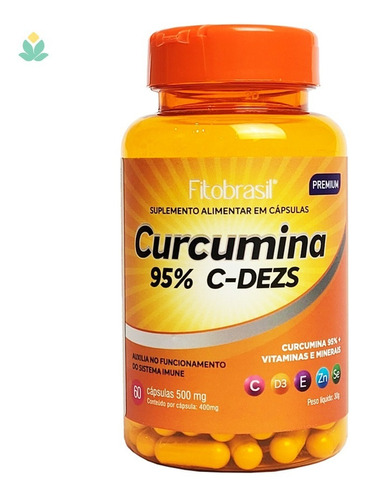 1 Pote 60 Caps Curcumina 95% + Vitamina C,e, Sêlenio E Zinco