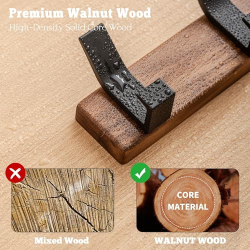 Perchero De Pared 40 Cm 4 Ganchos Toallero De Madera Nogal