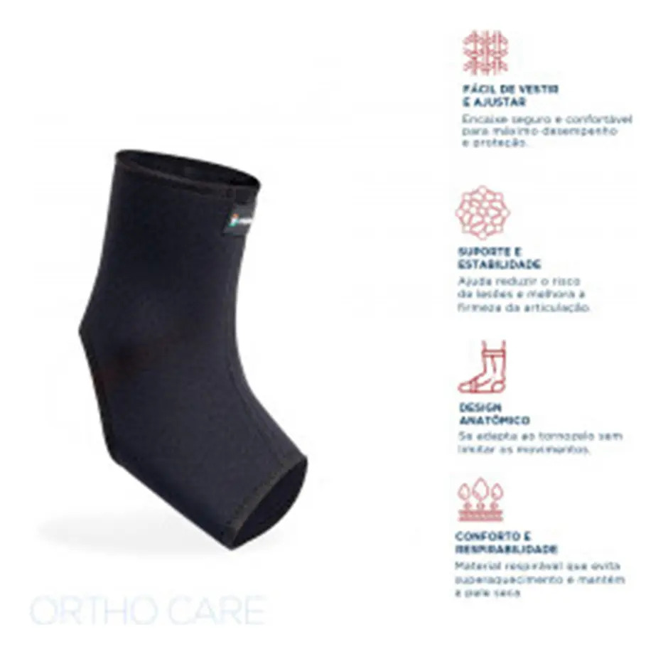 Tornozeleira Longa Neoprene Dellamed - M Preto M