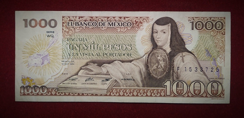 Billete 1000 Pesos Mexico 1984 Pick 81 A.24 Juana De Asbaje 