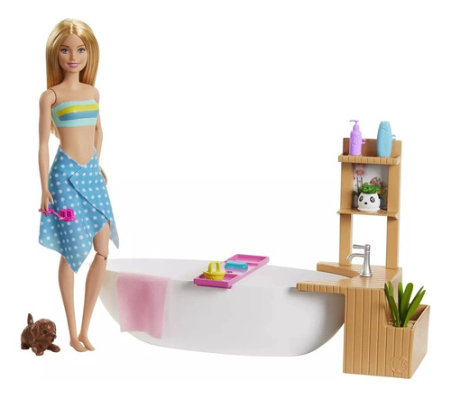 Muñeca Barbie Baño De Espuma Con Accesorios Mattel