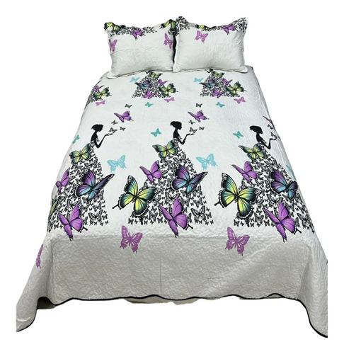 Cubrecama Tipo Quilt Con Estampados Luminosos 2 Plazas