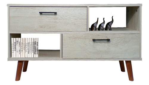 Mueble Mesa Para Tv Estilo Nordiko Vintage Minimalista Color Encino Polar