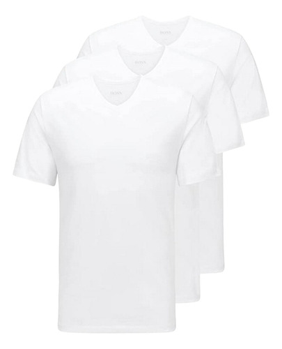 Camisas Hugo Boss Cuello V 3 Pack Blanco Para Men Original