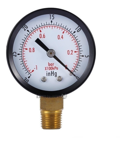 Imagen 1 de 5 de 2 Manómetro De Vacío-30 Hg/0 Psi Seco Utilidad Negro Acero