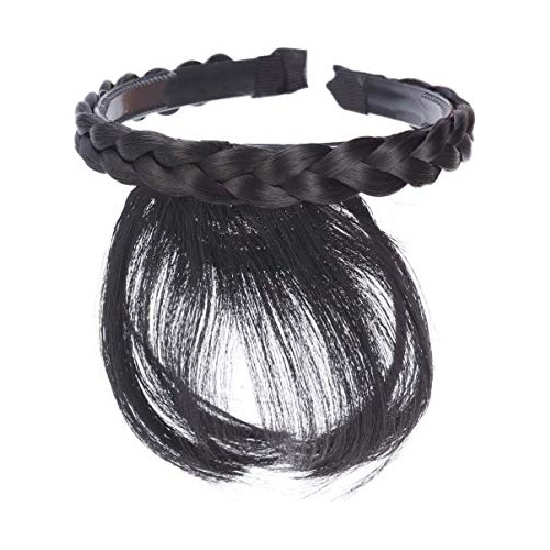 Diademas Mujer Clip Flequillo Falso Extensiones Pelo Negro