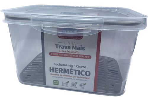 Pote Hermético Retangular Com Escorredor 4 Litros Plasutil