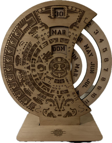 Calendario Perpetuo Azteca Madera