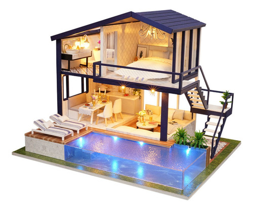 Casa De En Miniatura Con Kit De Muebles Realistas Casa De