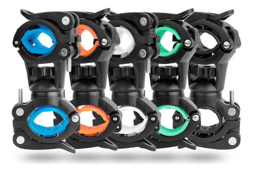 2 Soporte De Luz De Bicicleta De Rotación 360 Azul Negro