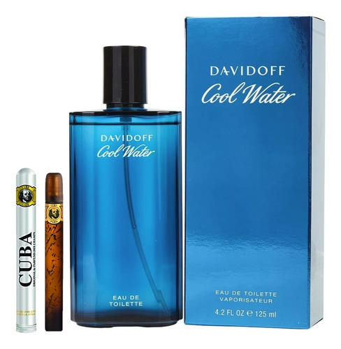 Cool Water Davidoff 125ml Hombre Original+perfume Cuba 35ml