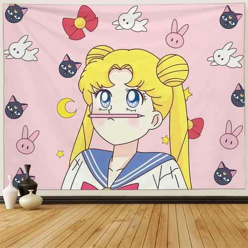 Tapiz Luna Anime Japon Manga Rosa Lindo Kawaii Decoracion 27