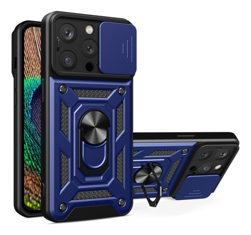 Funda Case Para iPhone 13 Pro Holder Protector Camara Azul