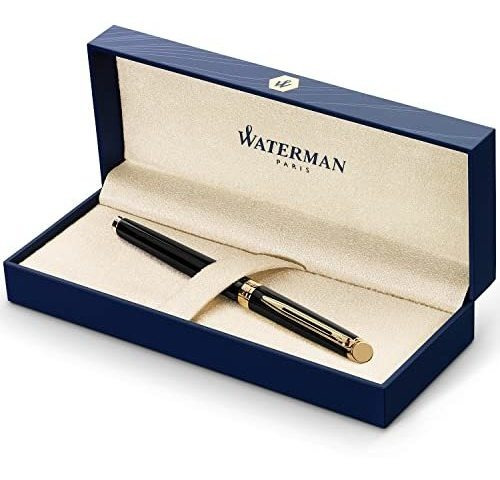 Waterman - Pluma Estilográfica Negra Con Embellecedor Dorado