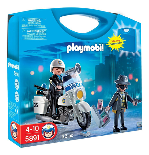 Playmobil # 5891 Valija Policía: Patrulla Motorizada+ Ladrón