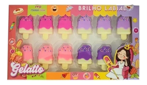 Brilho Labial Gelatto Picolé Maria Pink Caixa Com 12 Peças