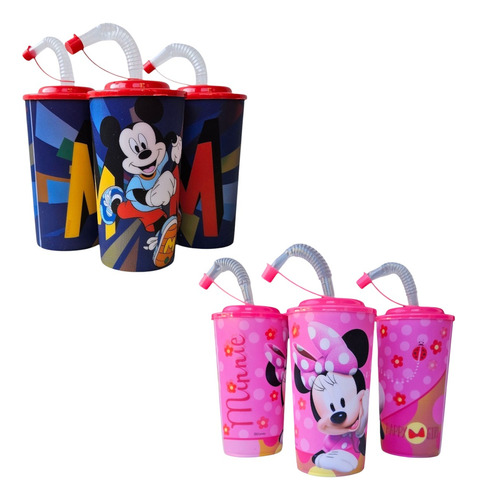 Fiesta Mickey Mouse Minnie Mouse 20 Vaso Tapa Popote Dulcero