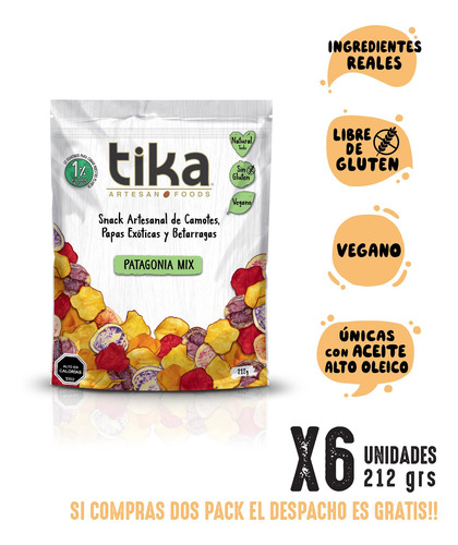 Tika Chips Patagonia 212g /6 Unid.