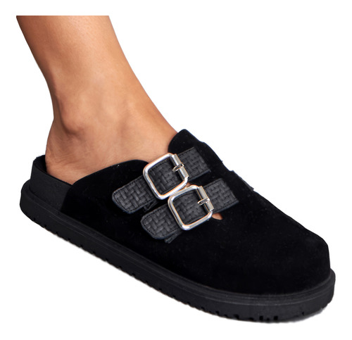 Zuecos Mules Suecos Base Eva Mujer Gamuza Hebillas Moda Melu