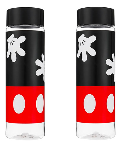 2 Botellas Con Tapa Disney Mickey Mouse Tritan 600 Ml