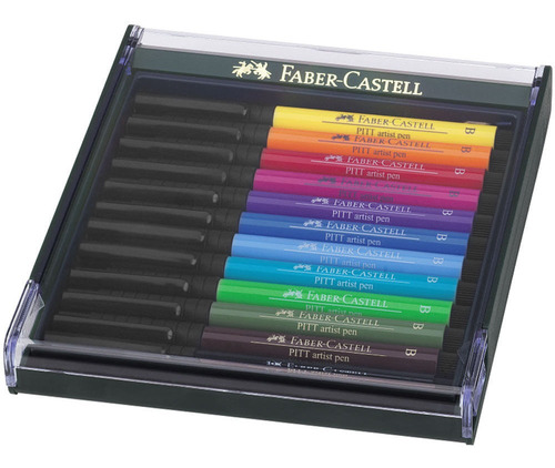 Estojo Canetas Pitt C/12 Cores Intensas Cor da tinta Amarelo Cor do exterior Preto