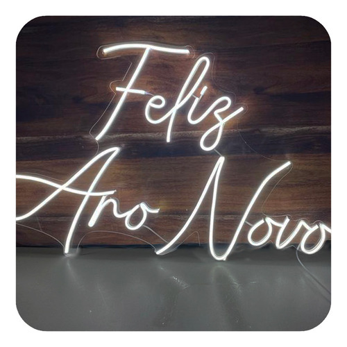 Placa Letreiro Luminoso Neon Feliz Ano Novo 80x55