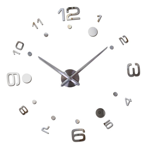 Reloj De Pegatinas De Espejo 3d Plata