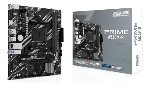 Placa Mãe Asus Prime A520m-r Am4 Ddr4 M.2 Chipset A520 Hdmi Preto