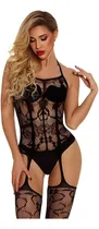 Comprar Baby Dolls Sexy De Encaje Halter Abierto Para Mujer