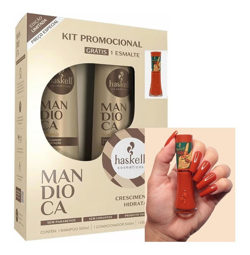  Kit Shampoo + Condicionador Mandioca 500ml  Haskell Full