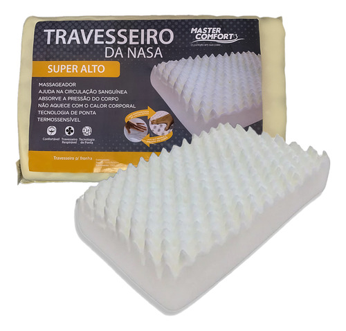 Travesseiro Viscoelástico Conforto Nasa Super Alto Cor Branco