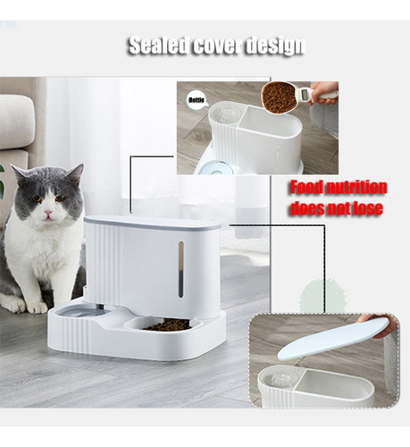 Comedero Automático Para Gatos Kit Temporizador Gravedad Mod Gris