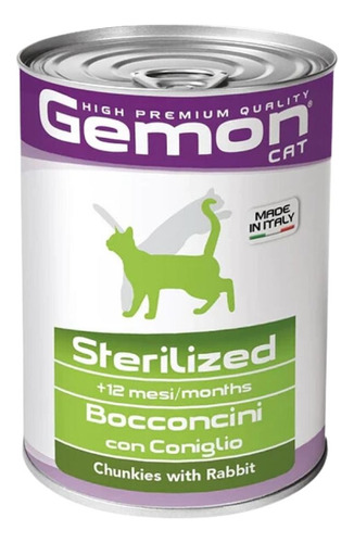 Gemon Cat Alimento Húmedo Gatos Esterilizados Conejo 415g