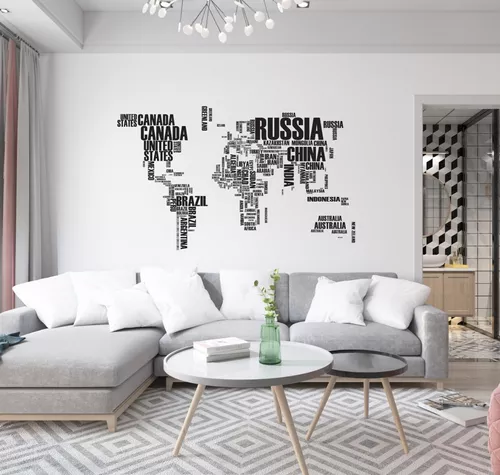 Vinilo Decorativo Mapa Mundial Mapamundi Pared Grande