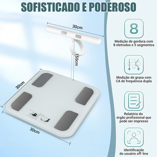 Balança Bioimpedância Digital Gordura-corporal Com Smart App