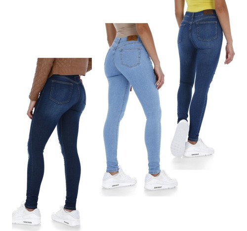 Jeans Dama Pantalón Premium Mujer Skinny Stretch Pack X3